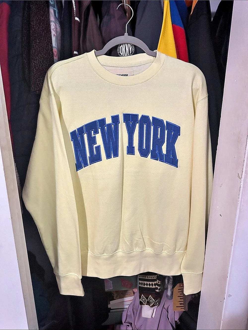 New York Popular New York Crew Neck Sweatshirt Yellow & Blue Medium